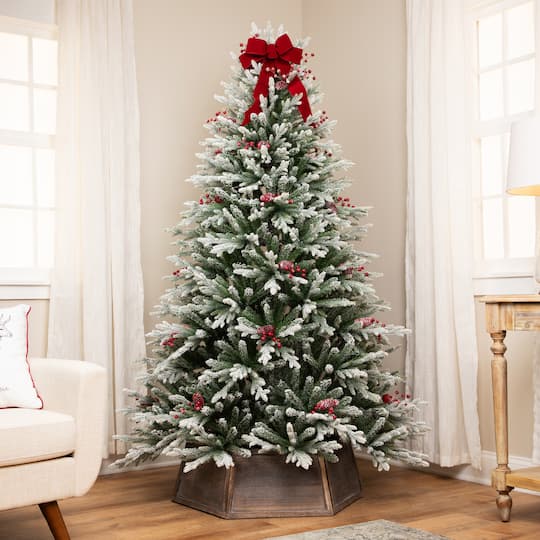 6.5Ft Unlit Real Touch™ Flocked Grove Fir Full Artificial Christmas Tree with Red Berries & Pinecones By Northlight in Green | 6.5 ft | Michaels®